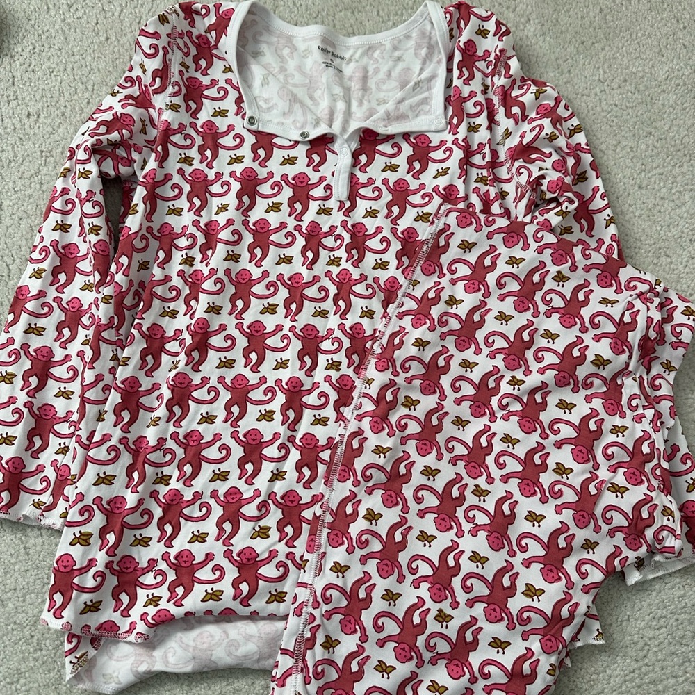 Roller Rabbit Pajamas with Iconic Pink Monkey Print